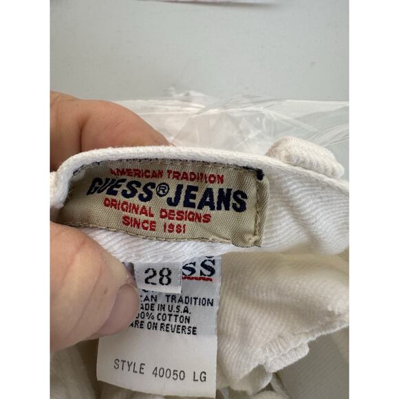 Vintage Guess Jeans Womens 28x33 White High Rise Tapered Leg USA Cotton 90s Y2K - Picture 7 of 10